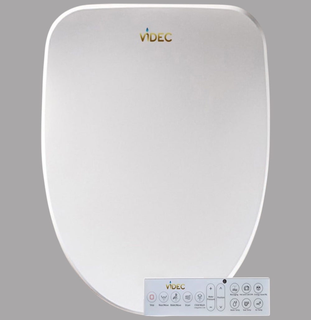 VIDEC TB-33R Electronic  Bidet Smart Toilet Seat,  Filtered & Unlimited Warm Water, 8 Modes SPA Wash, Deodorizer, Warm Purified Air Dryer, Pre-wetting.