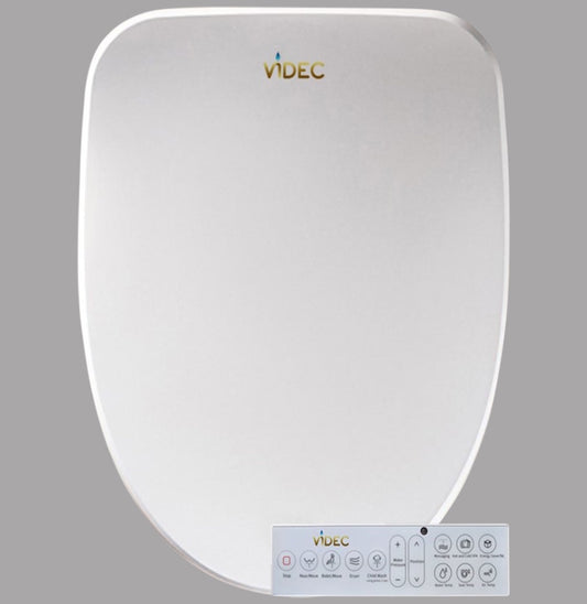 VIDEC TZ-11E Electronic Bidet Smart Toilet Seat, Filtered & Unlimited Warm Water, 6 Modes SPA Wash, Deodorizer, Warm Purified Air Dryer.