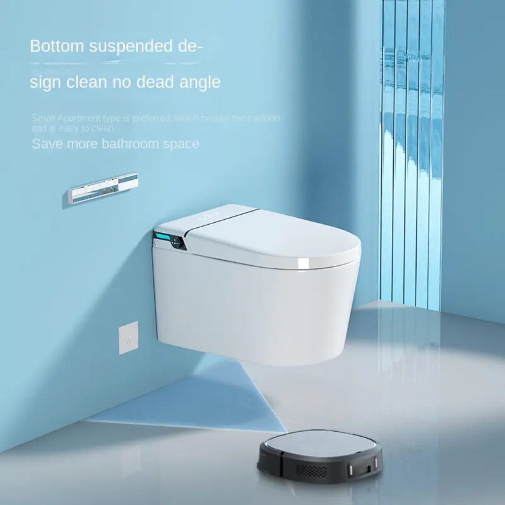 VIDEC TD-110W Wall Mounted Smart Toilet, Auto Open/Close Lid & Seat with Radar and Foot Sensor, Auto Flushing, Unlimited & Filtered Warm Water, 6 Modes Spa Wash, Warm Air Dryer, Heated Seat, Remote Control.