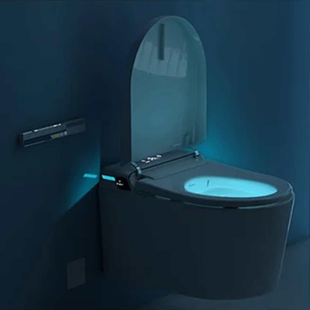 VIDEC TD-110W Wall Mounted Smart Toilet, Auto Open/Close Lid & Seat with Radar and Foot Sensor, Auto Flushing, Unlimited & Filtered Warm Water, 6 Modes Spa Wash, Warm Air Dryer, Heated Seat, Remote Control.