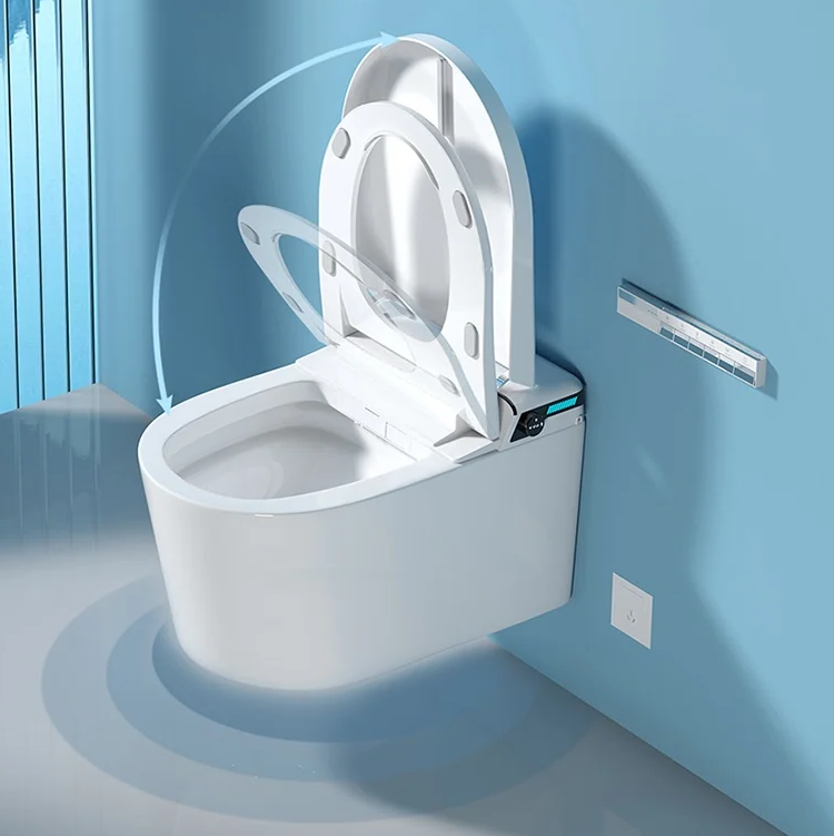 VIDEC TD-110W Wall Mounted Smart Toilet, Auto Open/Close Lid & Seat with Radar and Foot Sensor, Auto Flushing, Unlimited & Filtered Warm Water, 6 Modes Spa Wash, Warm Air Dryer, Heated Seat, Remote Control.