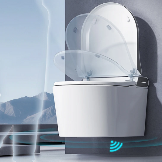 VIDEC TD-120W Wall Mounted Smart Toilet, Auto Open/Close Lid & Seat with Radar and Foot Sensor, Auto Flushing, Unlimited & Filtered Warm Water, 6 Modes Spa Wash, Warm Air Dryer, Heated Seat, Remote Control.