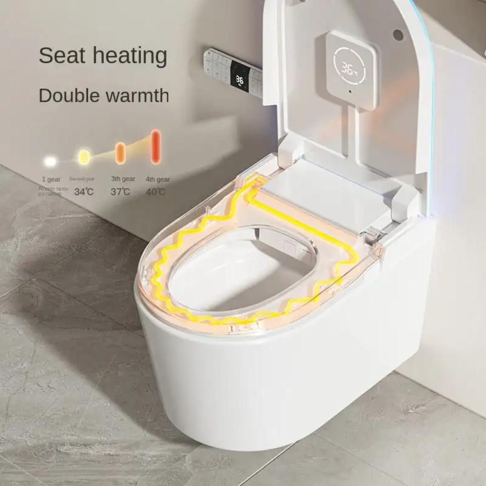 VIDEC TD-130W Wall Mounted Smart Toilet, Auto Open/Close Lid & Seat with Radar and Foot Sensor, Auto Flushing, Unlimited & Filtered Warm Water, 6 Modes Spa Wash, Warm Air Dryer, Heated Seat, Remote Control.