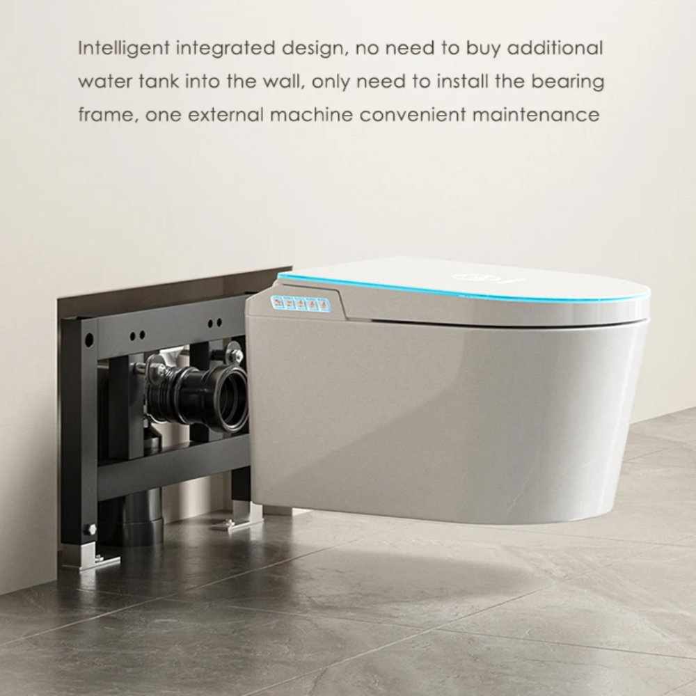 VIDEC TD-130W Wall Mounted Smart Toilet, Auto Open/Close Lid & Seat with Radar and Foot Sensor, Auto Flushing, Unlimited & Filtered Warm Water, 6 Modes Spa Wash, Warm Air Dryer, Heated Seat, Remote Control.