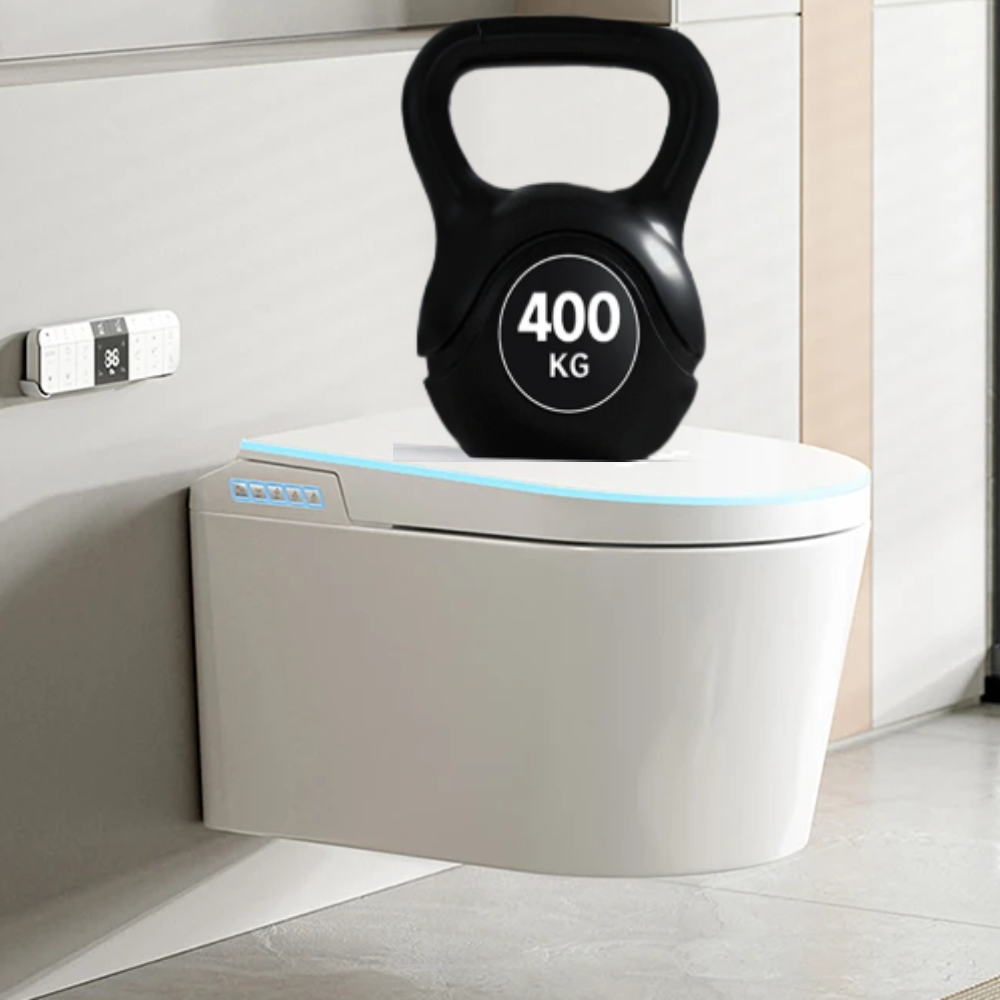 VIDEC TD-130W Wall Mounted Smart Toilet, Auto Open/Close Lid & Seat with Radar and Foot Sensor, Auto Flushing, Unlimited & Filtered Warm Water, 6 Modes Spa Wash, Warm Air Dryer, Heated Seat, Remote Control.
