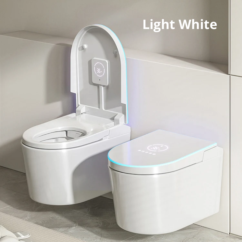 VIDEC TD-130W Wall Mounted Smart Toilet, Auto Open/Close Lid & Seat with Radar and Foot Sensor, Auto Flushing, Unlimited & Filtered Warm Water, 6 Modes Spa Wash, Warm Air Dryer, Heated Seat, Remote Control.