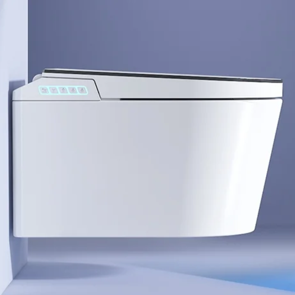 VIDEC TD-133W Wall Mounted Smart Toilet, Auto Open/Close Lid & Seat with Radar and Foot Sensor, Auto Flushing, Unlimited & Filtered Warm Water, 6 Modes Spa Wash, Warm Air Dryer, Heated Seat, Remote Control.