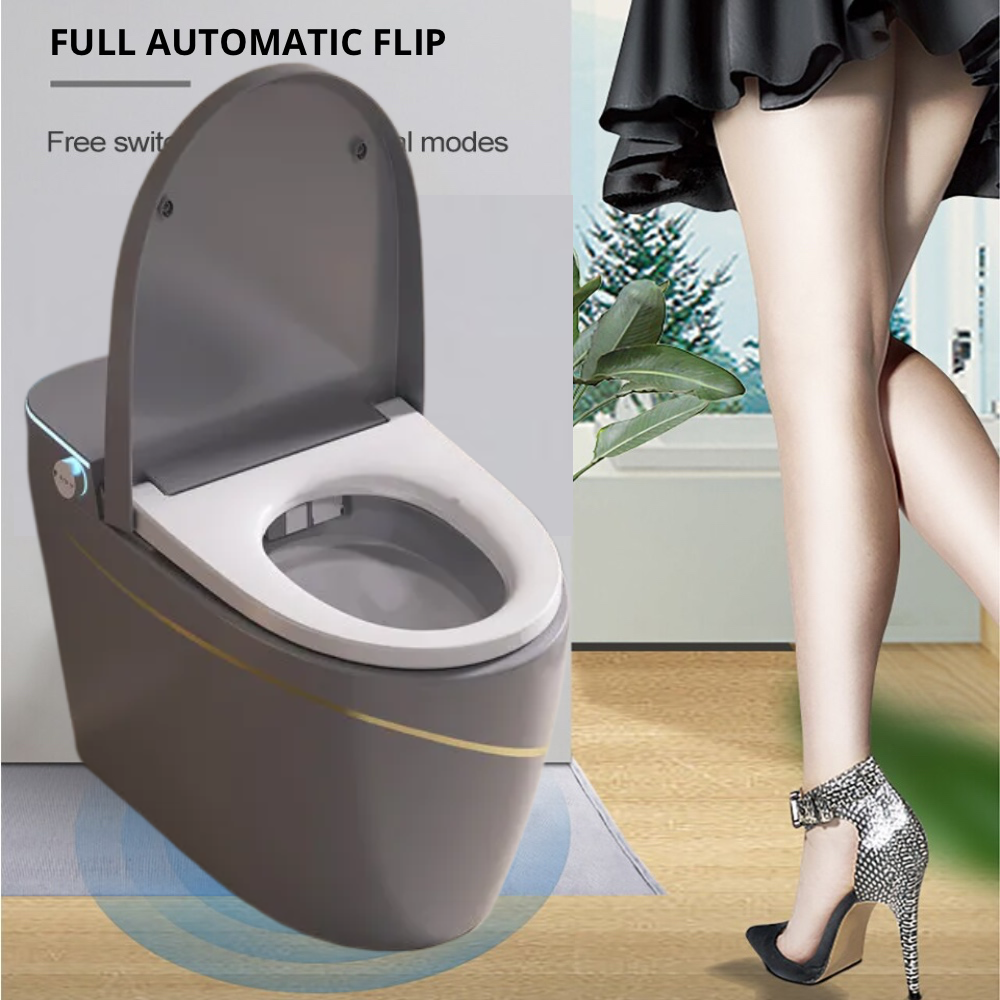 VIDEC TD-68E Electronic Bidet Smart Toilet, Auto Open/Close Lid & Seat with Radar and Foot Sensor, Auto Flushing, Unlimited & Filtered Warm Water, 6 Modes Spa Wash, Warm Air Dryer, Deodorizer, Heated Seat, Night Light/LED, Remote Control.