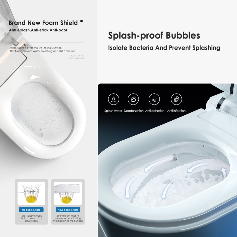 VIDEC TD-76EB Electronic Bidet Smart Toilet, Auto Open/Close Lid & Seat with Radar and Foot Sensor, Auto Flushing, Unlimited & Filtered Warm Water, 6 Modes Spa Wash, Warm Air Dryer, Deodorizer, Heated Seat, Night Light/LED, Remote Control.
