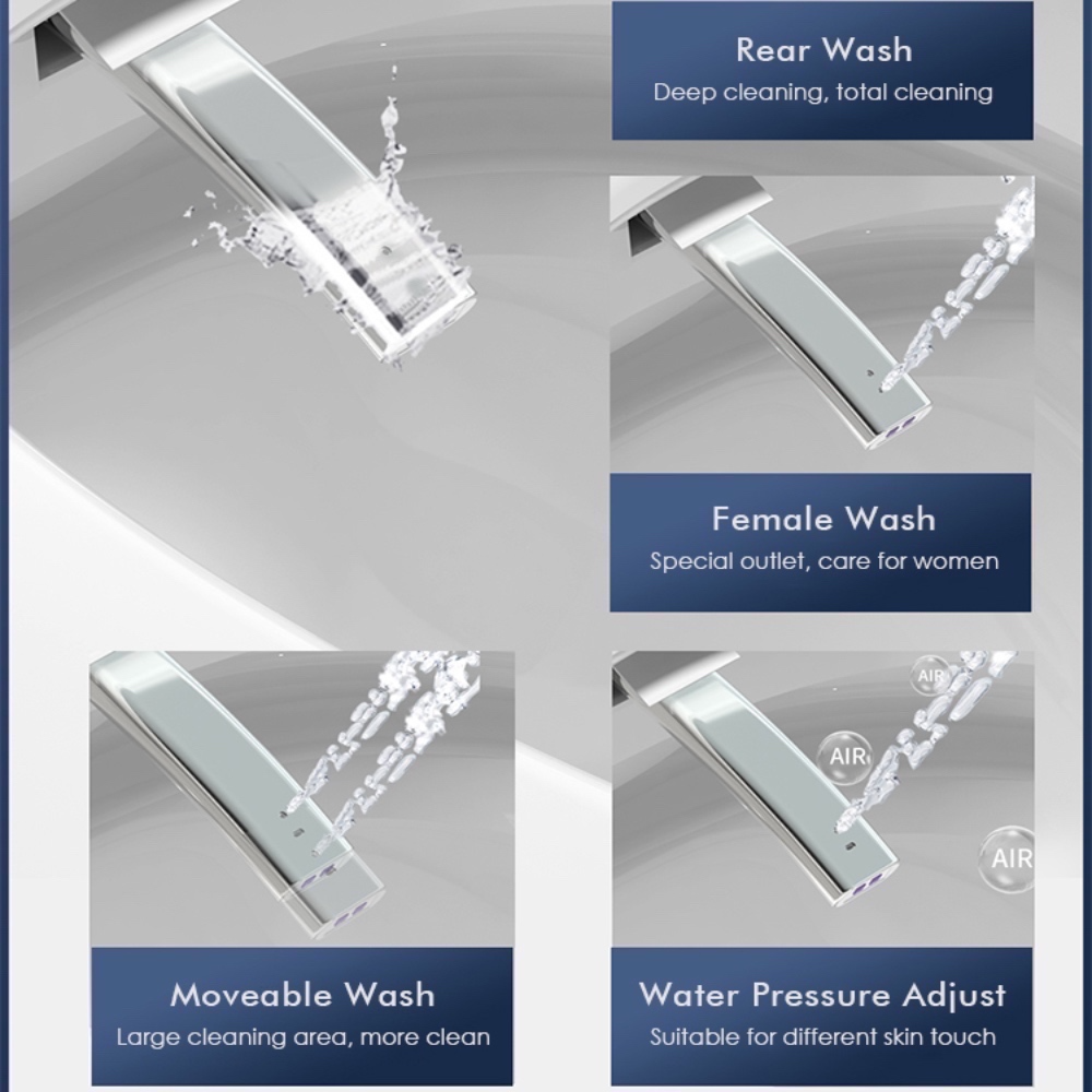 VIDEC TD-76EB Electronic Bidet Smart Toilet, Auto Open/Close Lid & Seat with Radar and Foot Sensor, Auto Flushing, Unlimited & Filtered Warm Water, 6 Modes Spa Wash, Warm Air Dryer, Deodorizer, Heated Seat, Night Light/LED, Remote Control.