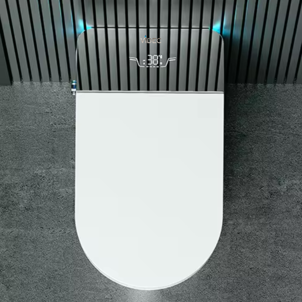 VIDEC TD-76E Electronic Bidet Smart Toilet, Auto Open/Close Lid & Seat with Radar and Foot Sensor, Auto Flushing, Unlimited & Filtered Warm Water, 6 Modes Spa Wash, Warm Air Dryer, Deodorizer, Heated Seat, Night Light/LED, Remote Control.