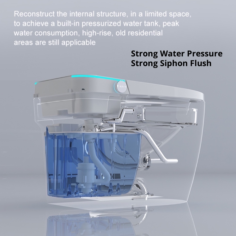 VIDEC TD-68ER Electronic Bidet Smart Toilet, Auto Open/Close Lid & Seat with Radar and Foot Sensor, Auto Flushing, Unlimited & Filtered Warm Water, 6 Modes Spa Wash, Warm Air Dryer, Deodorizer, Heated Seat, Night Light/LED, Remote Control.