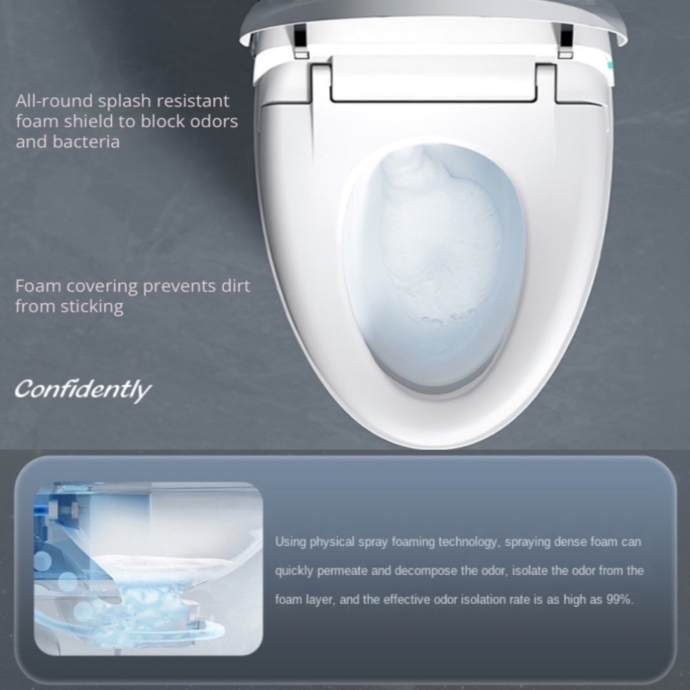 VIDEC TD-68E Electronic Bidet Smart Toilet, Auto Open/Close Lid & Seat with Radar and Foot Sensor, Auto Flushing, Unlimited & Filtered Warm Water, 6 Modes Spa Wash, Warm Air Dryer, Deodorizer, Heated Seat, Night Light/LED, Remote Control