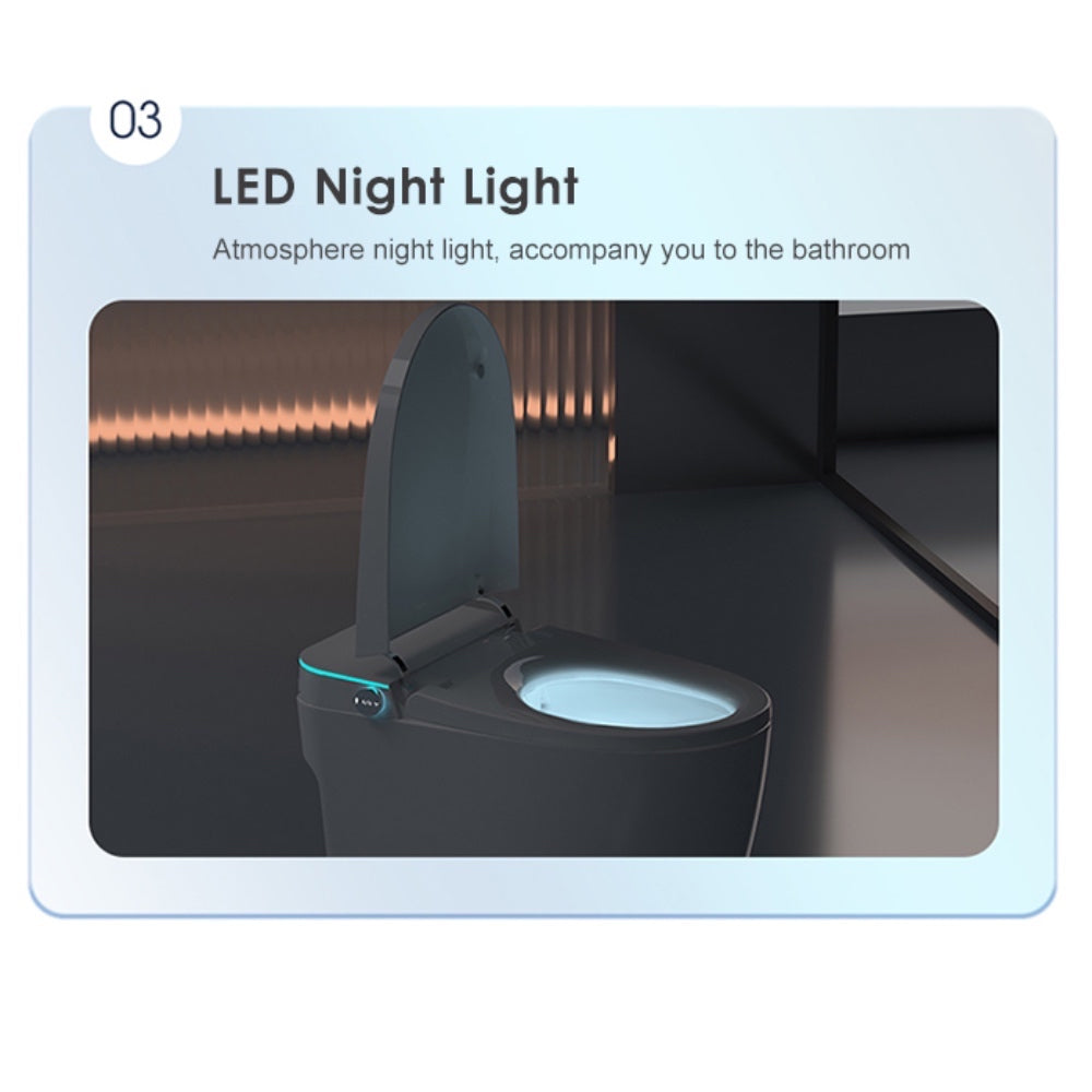 VIDEC TD-68ER Electronic Bidet Smart Toilet, Auto Open/Close Lid & Seat with Radar and Foot Sensor, Auto Flushing, Unlimited & Filtered Warm Water, 6 Modes Spa Wash, Warm Air Dryer, Deodorizer, Heated Seat, Night Light/LED, Remote Control.