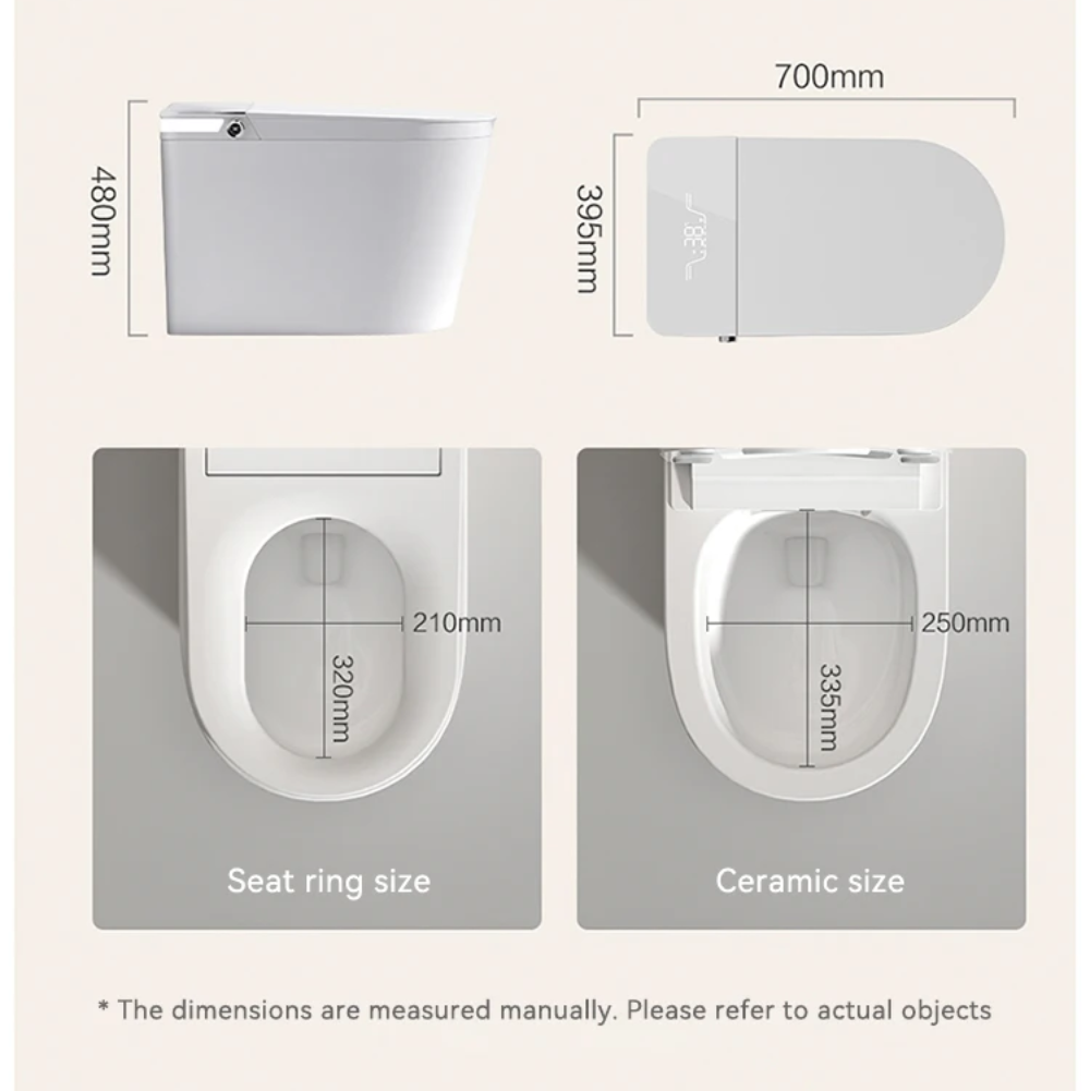 VIDEC TD-77E Electronic Bidet Smart Toilet, Auto Open/Close Lid & Seat with Radar and Foot Sensor, Auto Flushing, Unlimited & Filtered Warm Water, 6 Modes Spa Wash, Warm Air Dryer, Deodorizer, Heated Seat, Night Light/LED, Remote Control.