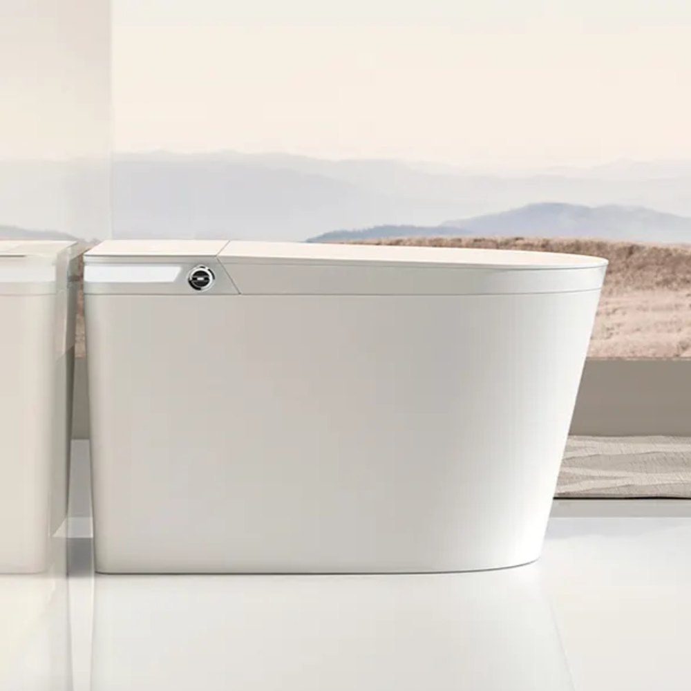 VIDEC TD-76E Electronic Bidet Smart Toilet, Auto Open/Close Lid & Seat with Radar and Foot Sensor, Auto Flushing, Unlimited & Filtered Warm Water, 6 Modes Spa Wash, Warm Air Dryer, Deodorizer, Heated Seat, Night Light/LED, Remote Control.