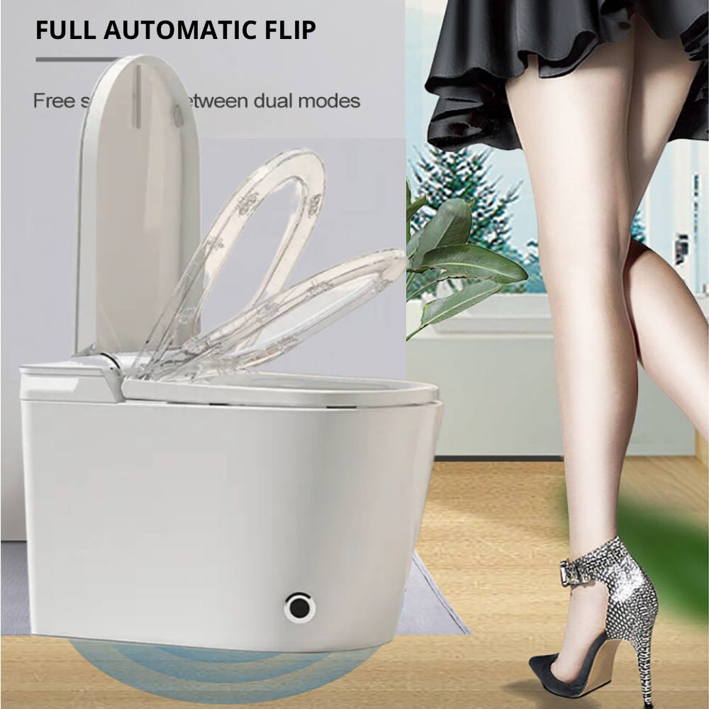 VIDEC TD-76EG Electronic Bidet Smart Toilet, Auto Open/Close Lid & Seat with Radar and Foot Sensor, Auto Flushing, Unlimited & Filtered Warm Water, 6 Modes Spa Wash, Warm Air Dryer, Deodorizer, Heated Seat, Night Light/LED, Remote Control.