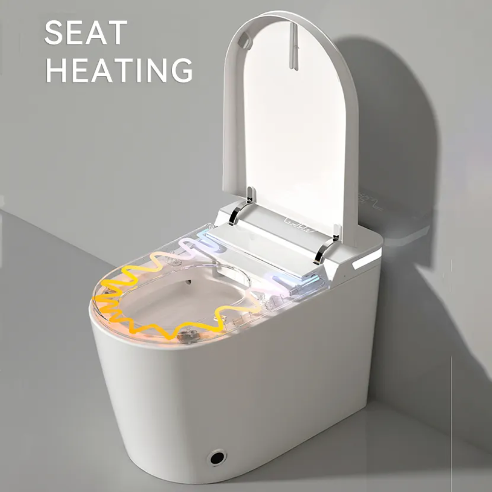 VIDEC TD-76ER Electronic Bidet Smart Toilet, Auto Open/Close Lid & Seat with Radar and Foot Sensor, Auto Flushing, Unlimited & Filtered Warm Water, 6 Modes Spa Wash, Warm Air Dryer, Deodorizer, Heated Seat, Night Light/LED, Remote Control.