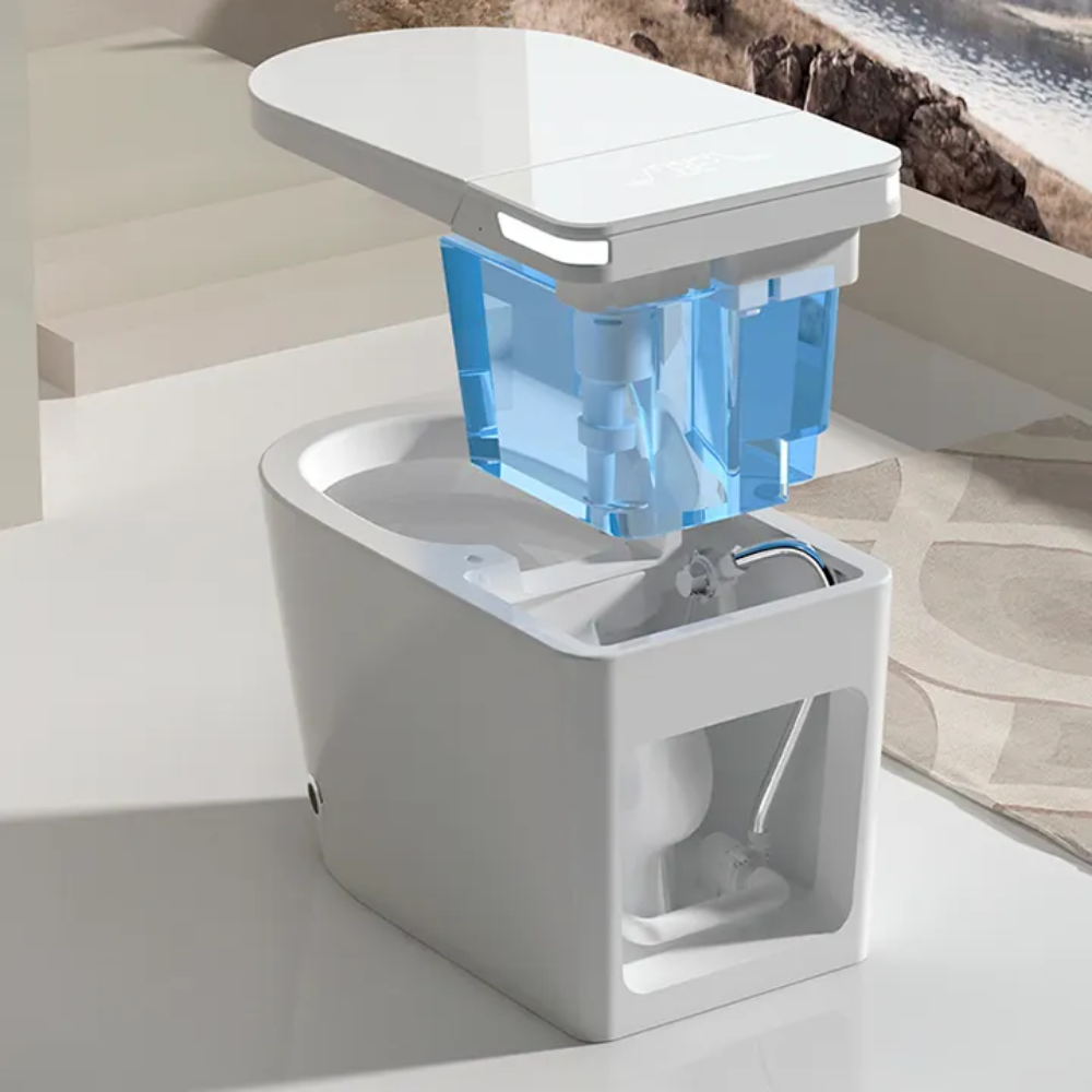 VIDEC TD-76E Electronic Bidet Smart Toilet, Auto Open/Close Lid & Seat with Radar and Foot Sensor, Auto Flushing, Unlimited & Filtered Warm Water, 6 Modes Spa Wash, Warm Air Dryer, Deodorizer, Heated Seat, Night Light/LED, Remote Control.