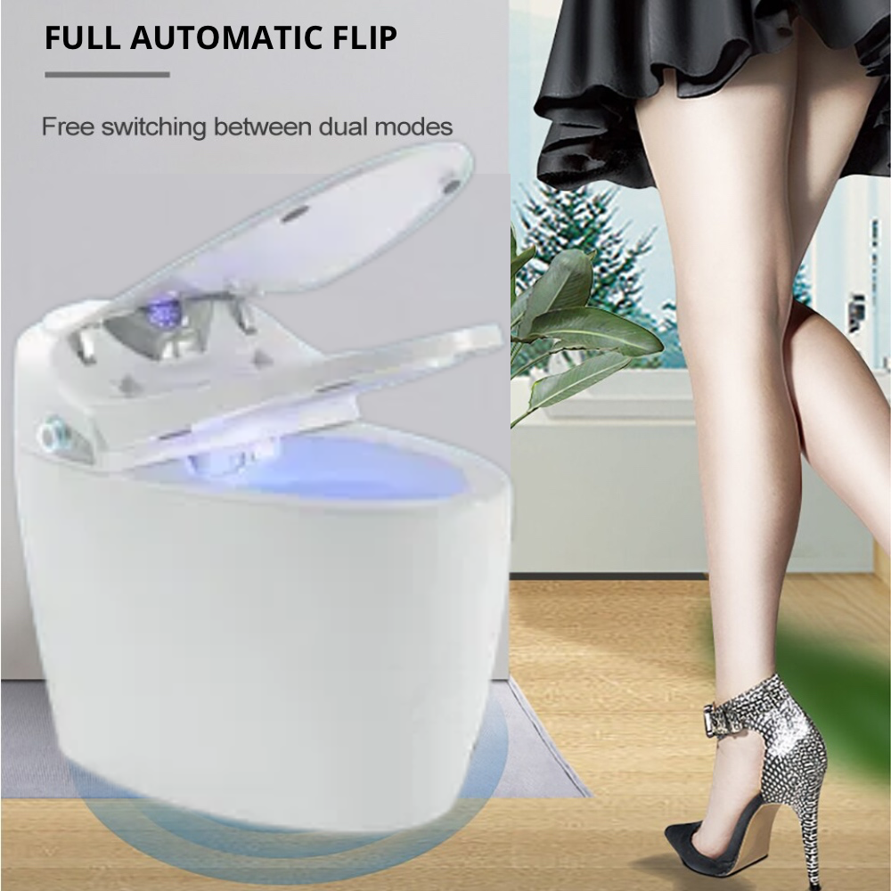 VIDEC TD-82E Electronic Bidet Smart Toilet, Auto Open/Close Lid & Seat with Radar and Foot Sensor, Auto Flushing, Unlimited & Filtered Warm Water, 6 Modes Spa Wash, Warm Air Dryer, Deodorizer, Heated Seat, Night Light/LED, Remote Control.