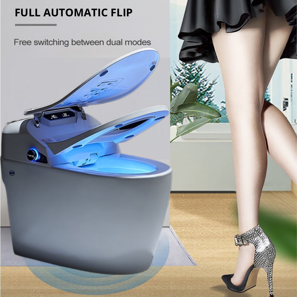 VIDEC TD-81E Electronic Bidet Smart Toilet, Auto Open/Close Lid & Seat with Radar and Foot Sensor, Auto Flushing, Unlimited & Filtered Warm Water, 6 Modes Spa Wash, Warm Air Dryer, Deodorizer, Heated Seat, Night Light/LED, Remote Control.