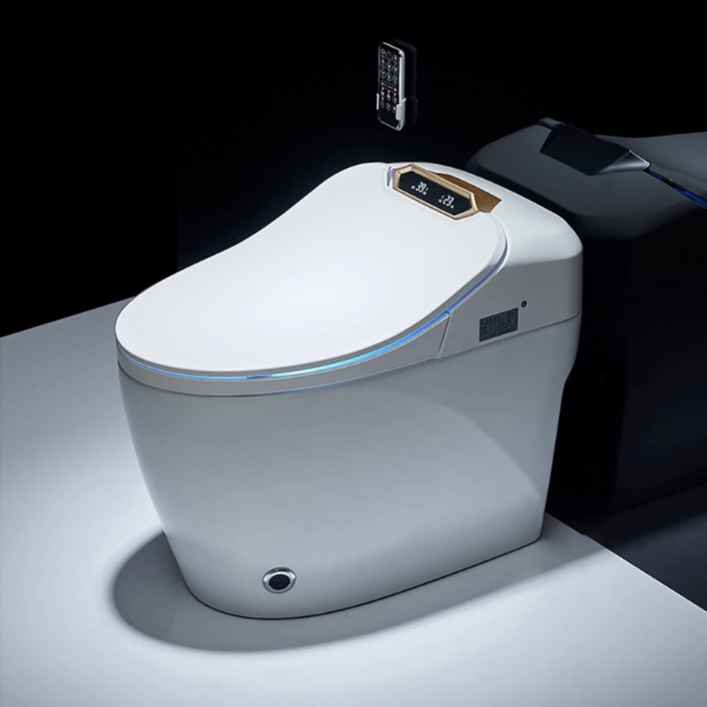 VIDEC TD-81E Electronic Bidet Smart Toilet, Auto Open/Close Lid & Seat with Radar and Foot Sensor, Auto Flushing, Unlimited & Filtered Warm Water, 6 Modes Spa Wash, Warm Air Dryer, Deodorizer, Heated Seat, Night Light/LED, Remote Control.