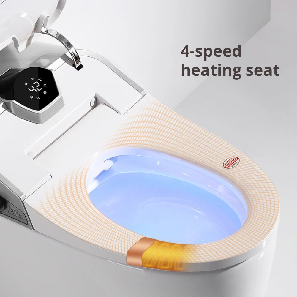 VIDEC TD-82E Electronic Bidet Smart Toilet, Auto Open/Close Lid & Seat with Radar and Foot Sensor, Auto Flushing, Unlimited & Filtered Warm Water, 6 Modes Spa Wash, Warm Air Dryer, Deodorizer, Heated Seat, Night Light/LED, Remote Control.