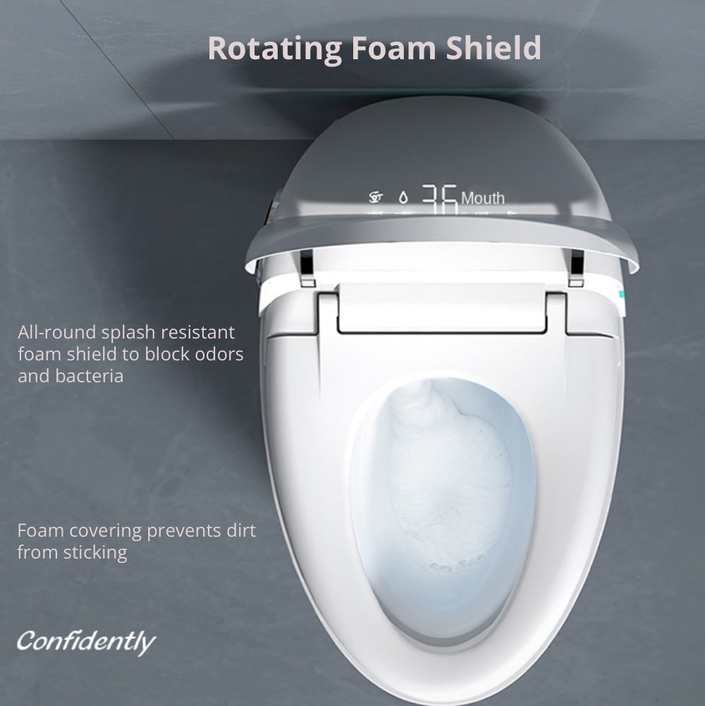 VIDEC TD-86E Electronic Bidet Smart Toilet, Auto Open/Close Lid & Seat with Radar and Foot Sensor, Auto Flushing, Unlimited & Filtered Warm Water, 6 Modes Spa Wash, Warm Air Dryer, Deodorizer, Heated Seat, Night Light/LED, AI/Remote Control.