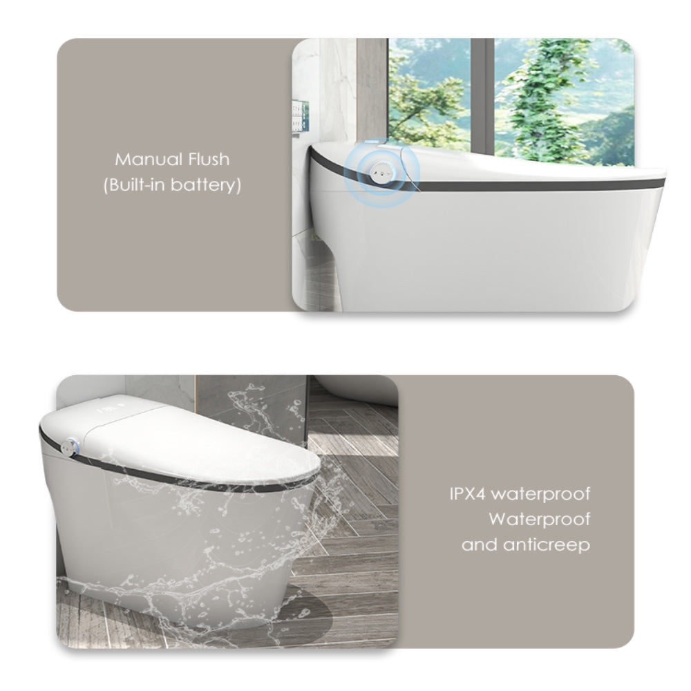 VIDEC TD-83E Electronic Bidet Smart Toilet, Auto Open/Close Lid & Seat with Radar and Foot Sensor, Auto Flushing, Unlimited & Filtered Warm Water, 6 Modes Spa Wash, Warm Air Dryer, Deodorizer, Heated Seat, Night Light/LED, Remote Control.