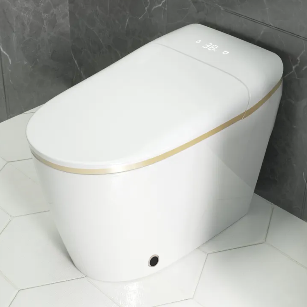 VIDEC TD-84E Electronic Bidet Smart Toilet, Auto Open/Close Lid & Seat with Radar and Foot Sensor, Auto Flushing, Unlimited & Filtered Warm Water, 6 Modes Spa Wash, Warm Air Dryer, Deodorizer, Heated Seat, Night Light/LED, Remote Control.