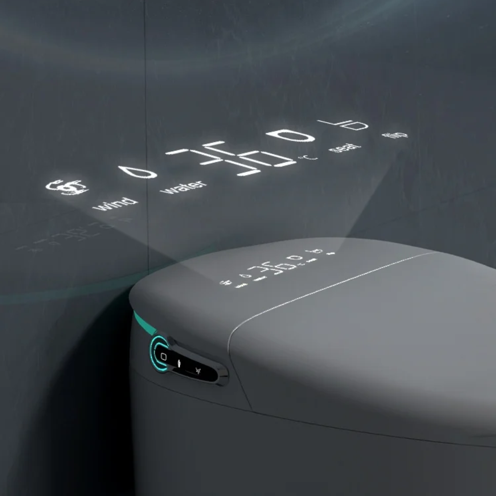 VIDEC TD-86E Electronic Bidet Smart Toilet, Auto Open/Close Lid & Seat with Radar and Foot Sensor, Auto Flushing, Unlimited & Filtered Warm Water, 6 Modes Spa Wash, Warm Air Dryer, Deodorizer, Heated Seat, Night Light/LED, AI/Remote Control.