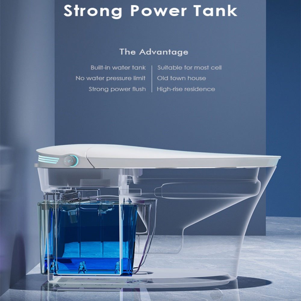 VIDEC TD-87E Electronic Bidet Smart Toilet, Auto Open/Close Lid & Seat with Radar and Foot Sensor, Auto Flushing, Unlimited & Filtered Warm Water, 6 Modes Spa Wash, Warm Air Dryer, Deodorizer, Heated Seat, Night Light/LED, AI/Remote Control.