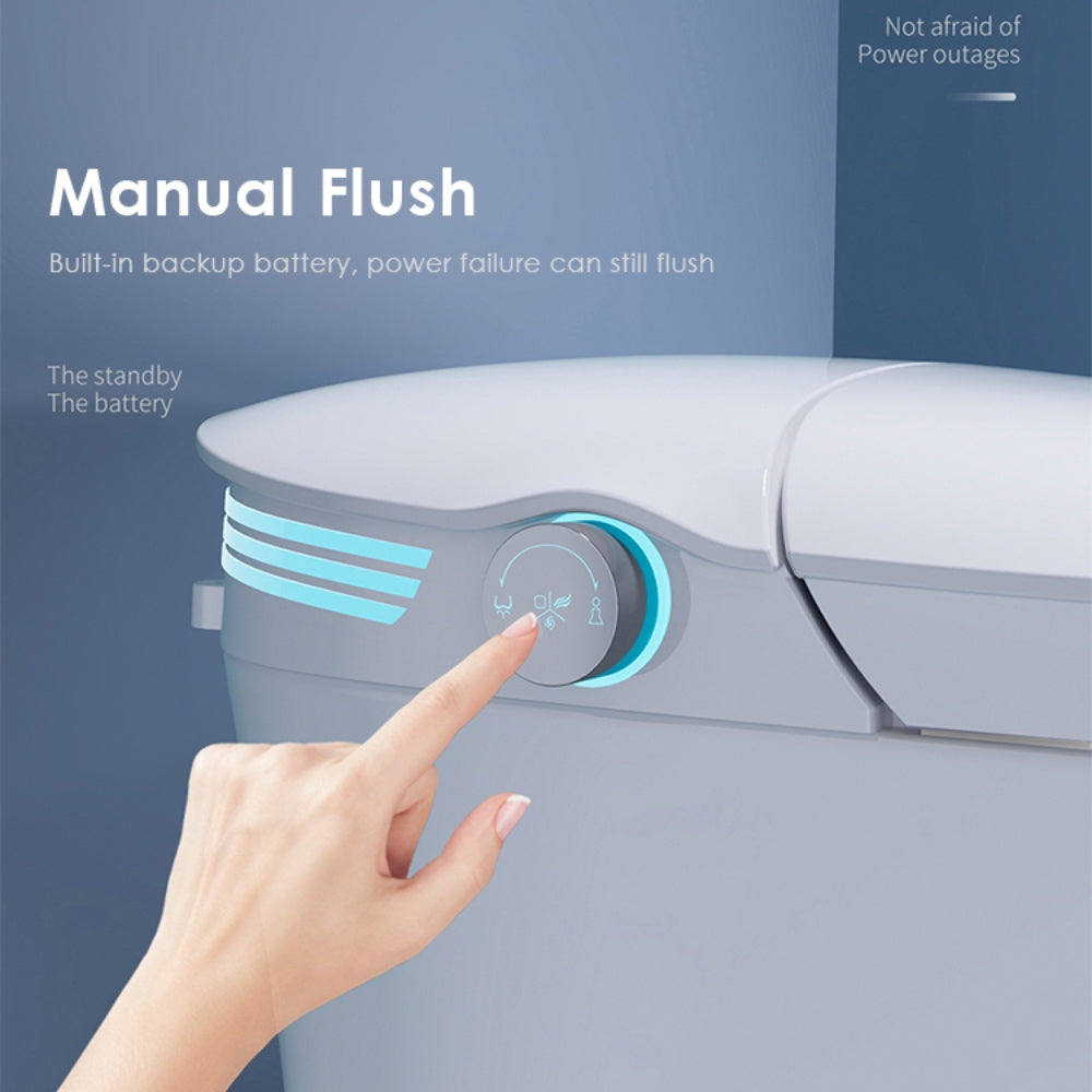 VIDEC TD-87E Electronic Bidet Smart Toilet, Auto Open/Close Lid & Seat with Radar and Foot Sensor, Auto Flushing, Unlimited & Filtered Warm Water, 6 Modes Spa Wash, Warm Air Dryer, Deodorizer, Heated Seat, Night Light/LED, AI/Remote Control.