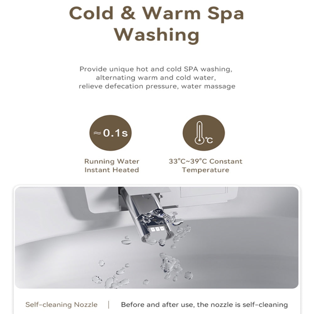 VIDEC TD-87E Electronic Bidet Smart Toilet, Auto Open/Close Lid & Seat with Radar and Foot Sensor, Auto Flushing, Unlimited & Filtered Warm Water, 6 Modes Spa Wash, Warm Air Dryer, Deodorizer, Heated Seat, Night Light/LED, AI/Remote Control.