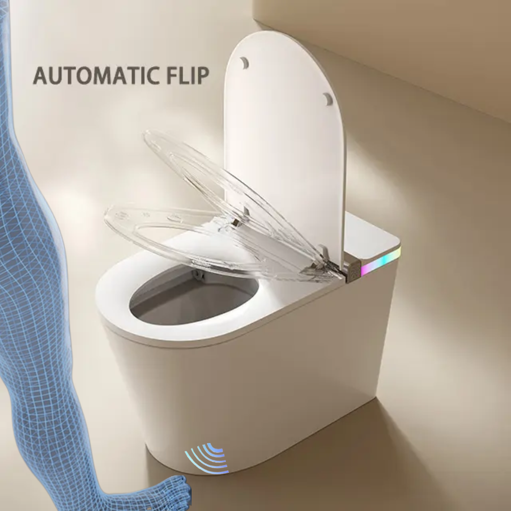 VIDEC TD-89E Electronic Bidet Smart Toilet, Auto Open/Close Lid & Seat with Radar and Foot Sensor, Auto Flushing, Unlimited & Filtered Warm Water, 6 Modes Spa Wash, Warm Air Dryer, Deodorizer, Heated Seat, Night Light/LED, AI / Remote Control..