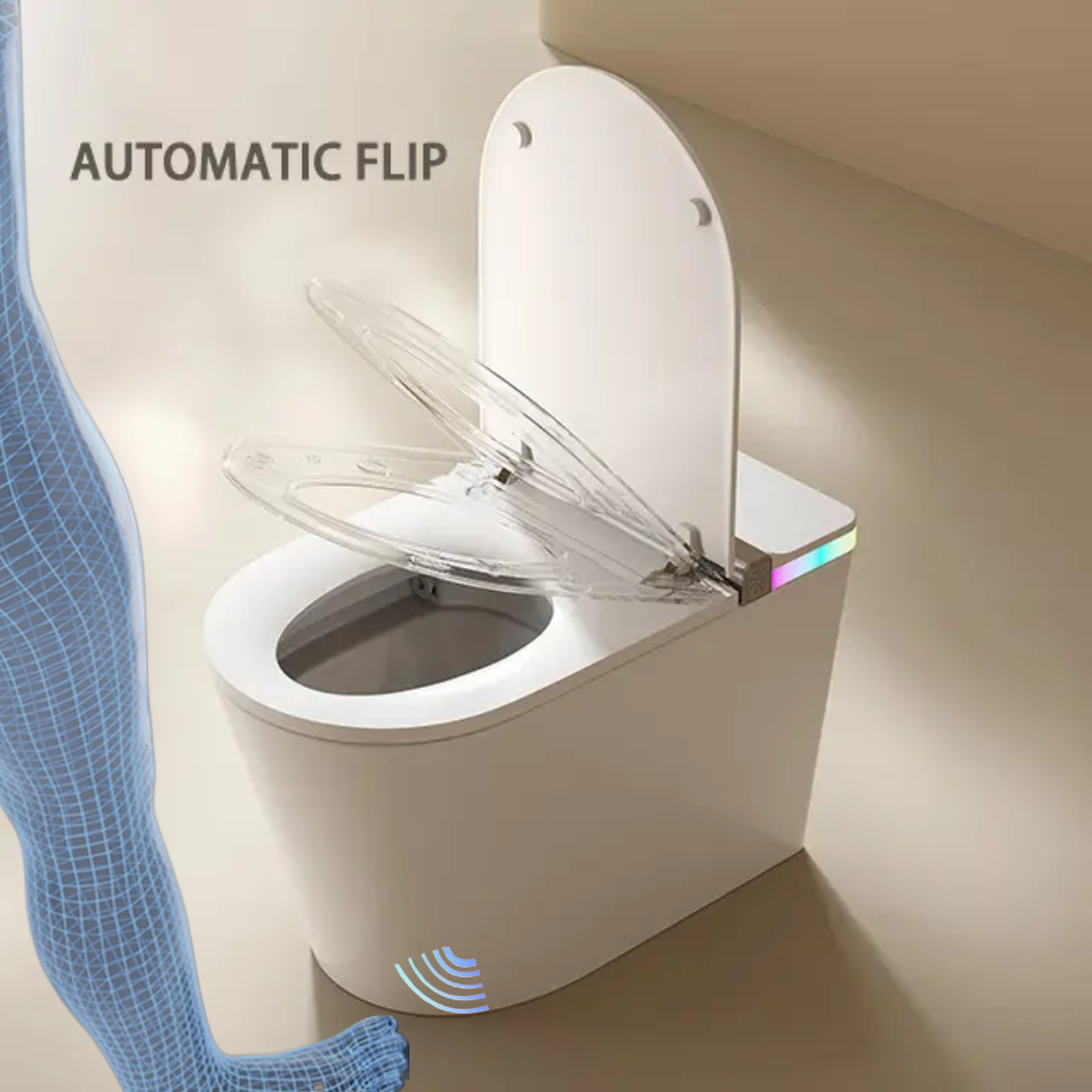 VIDEC TD-89E Electronic Bidet Smart Toilet, Auto Open/Close Lid & Seat with Radar and Foot Sensor, Auto Flushing, Unlimited & Filtered Warm Water, 6 Modes Spa Wash, Warm Air Dryer, Deodorizer, Heated Seat, Night Light/LED,  AI / Remote Control..