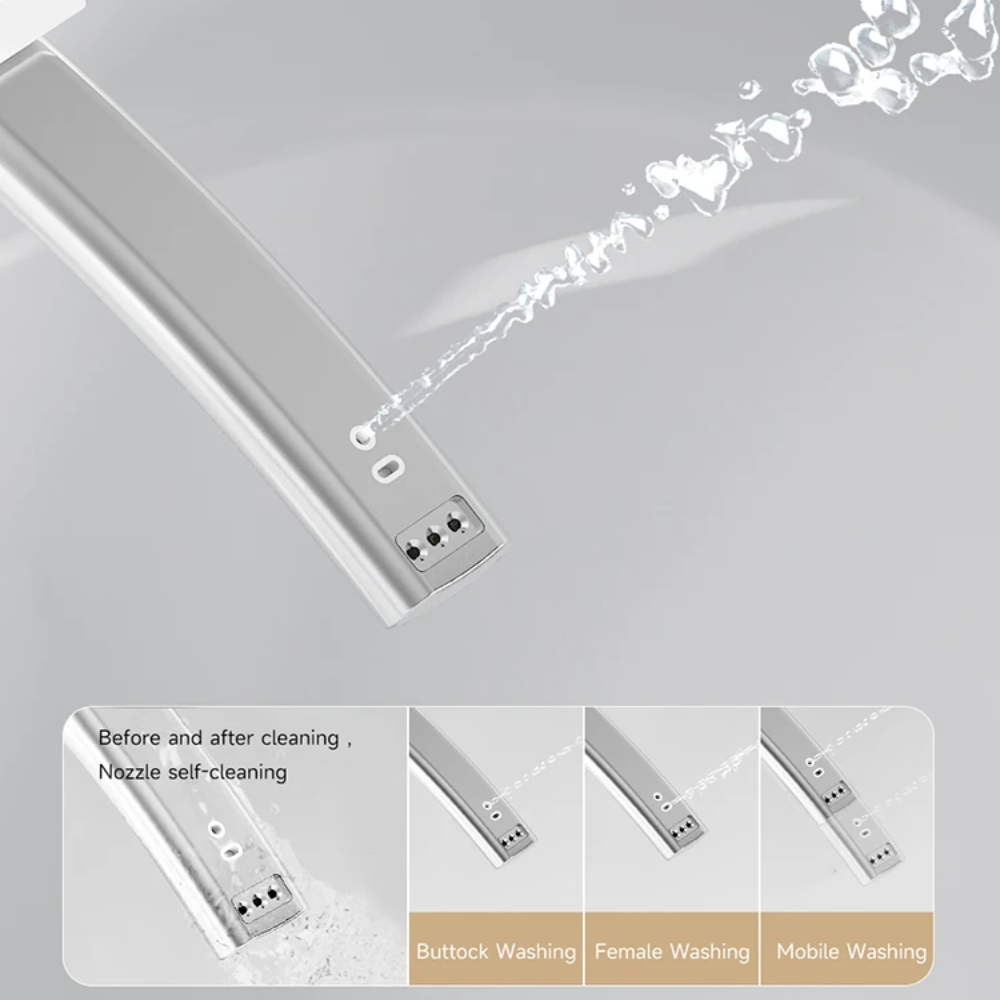 VIDEC TD-89E Electronic Bidet Smart Toilet, Auto Open/Close Lid & Seat with Radar and Foot Sensor, Auto Flushing, Unlimited & Filtered Warm Water, 6 Modes Spa Wash, Warm Air Dryer, Deodorizer, Heated Seat, Night Light/LED, AI / Remote Control..
