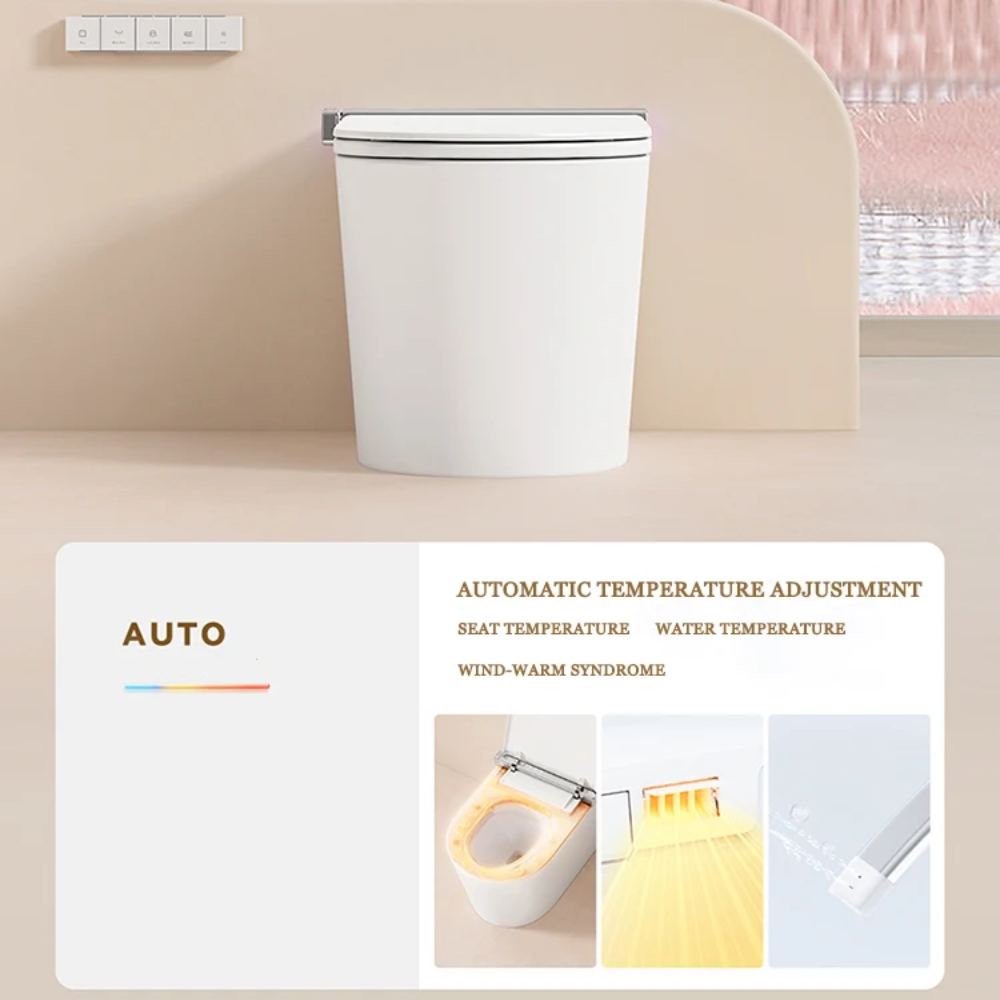 VIDEC TD-89E Electronic Bidet Smart Toilet, Auto Open/Close Lid & Seat with Radar and Foot Sensor, Auto Flushing, Unlimited & Filtered Warm Water, 6 Modes Spa Wash, Warm Air Dryer, Deodorizer, Heated Seat, Night Light/LED, AI / Remote Control..