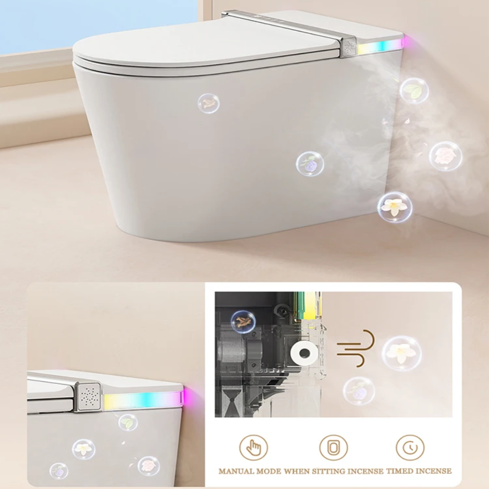 VIDEC TD-89E Electronic Bidet Smart Toilet, Auto Open/Close Lid & Seat with Radar and Foot Sensor, Auto Flushing, Unlimited & Filtered Warm Water, 6 Modes Spa Wash, Warm Air Dryer, Deodorizer, Heated Seat, Night Light/LED,  AI / Remote Control..