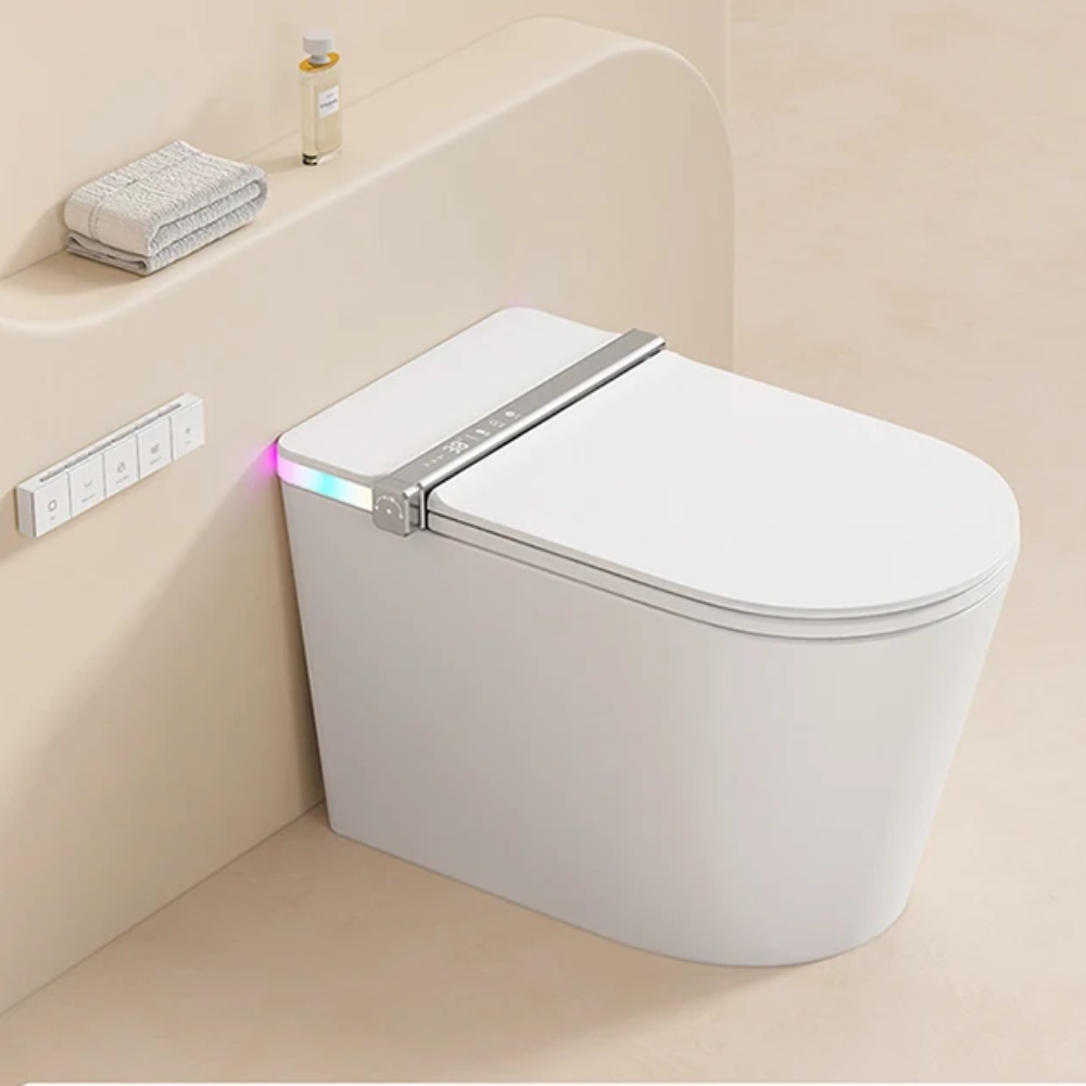 VIDEC TD-89E Electronic Bidet Smart Toilet, Auto Open/Close Lid & Seat with Radar and Foot Sensor, Auto Flushing, Unlimited & Filtered Warm Water, 6 Modes Spa Wash, Warm Air Dryer, Deodorizer, Heated Seat, Night Light/LED, AI / Remote Control..