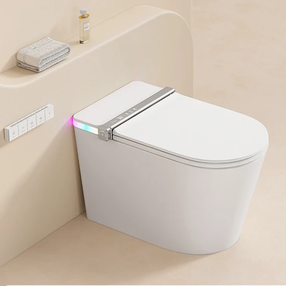 VIDEC TD-89E Electronic Bidet Smart Toilet, Auto Open/Close Lid & Seat with Radar and Foot Sensor, Auto Flushing, Unlimited & Filtered Warm Water, 6 Modes Spa Wash, Warm Air Dryer, Deodorizer, Heated Seat, Night Light/LED,  AI / Remote Control..