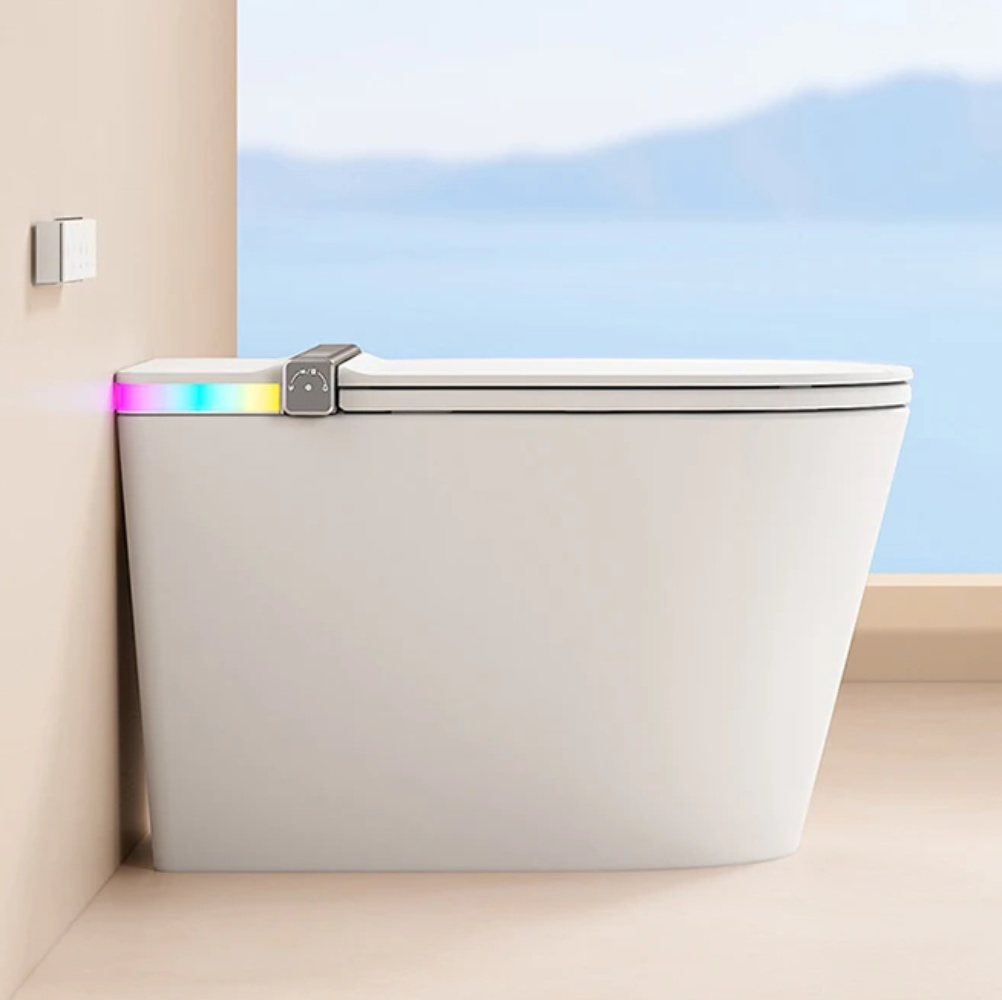 VIDEC TD-89E Electronic Bidet Smart Toilet, Auto Open/Close Lid & Seat with Radar and Foot Sensor, Auto Flushing, Unlimited & Filtered Warm Water, 6 Modes Spa Wash, Warm Air Dryer, Deodorizer, Heated Seat, Night Light/LED, AI / Remote Control..