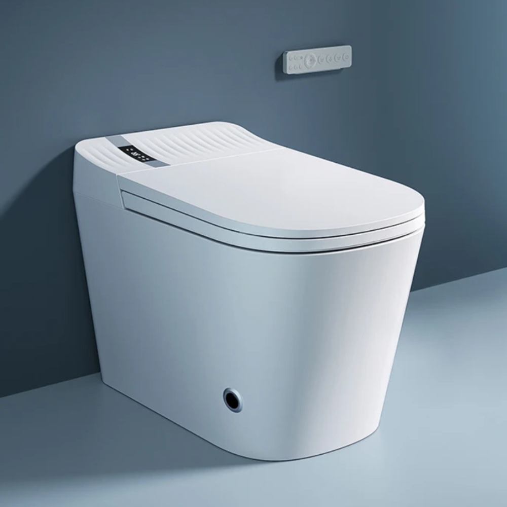 VIDEC TD-93E Electronic Bidet Smart Toilet, Auto Open/Close Lid & Seat with Radar and Foot Sensor, Auto Flushing, Unlimited & Filtered Warm Water, 6 Modes Spa Wash, Warm Air Dryer, Deodorizer, Heated Seat, Night Light/LED, AI/Remote Control.