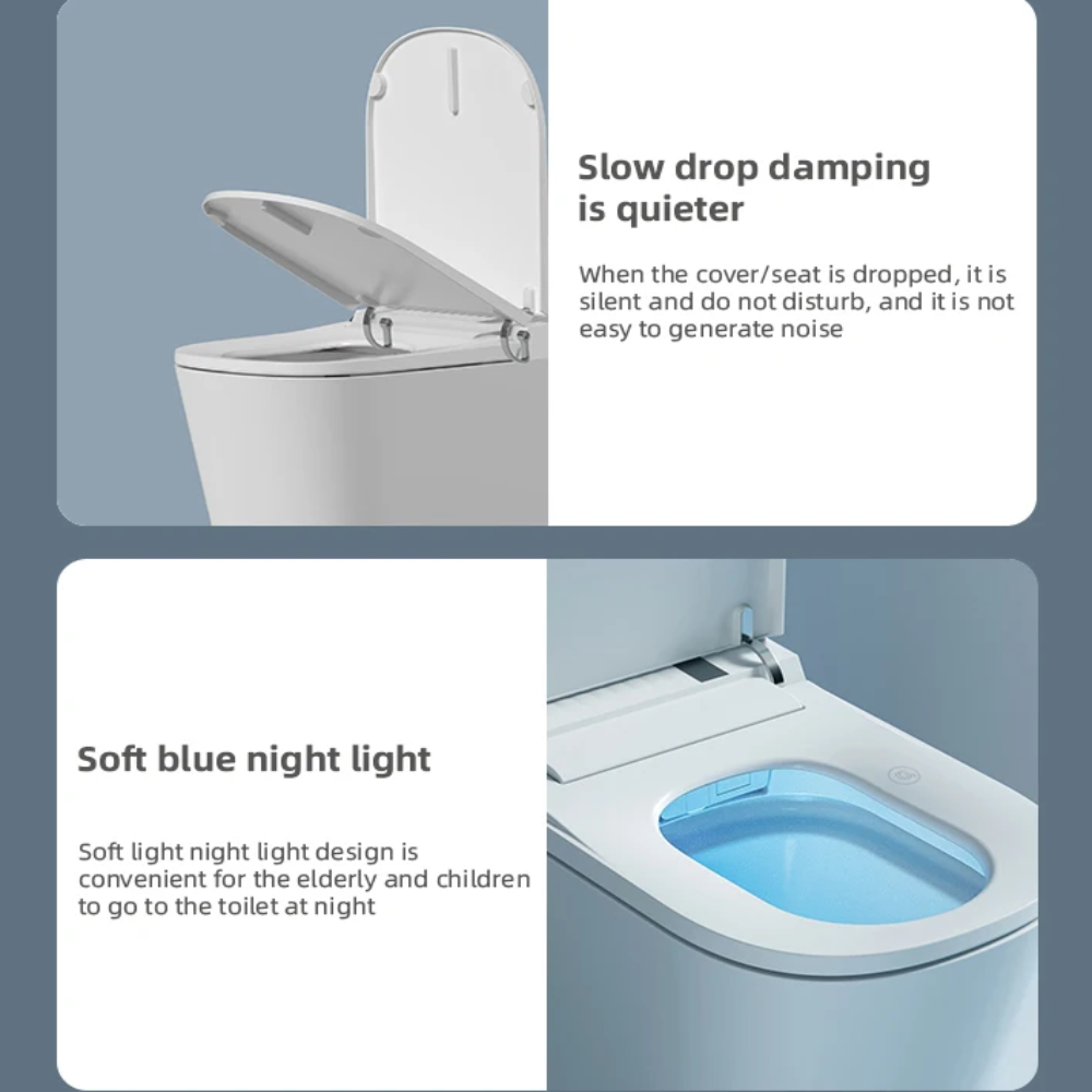 VIDEC TD-93E Electronic Bidet Smart Toilet, Auto Open/Close Lid & Seat with Radar and Foot Sensor, Auto Flushing, Unlimited & Filtered Warm Water, 6 Modes Spa Wash, Warm Air Dryer, Deodorizer, Heated Seat, Night Light/LED, AI/Remote Control.