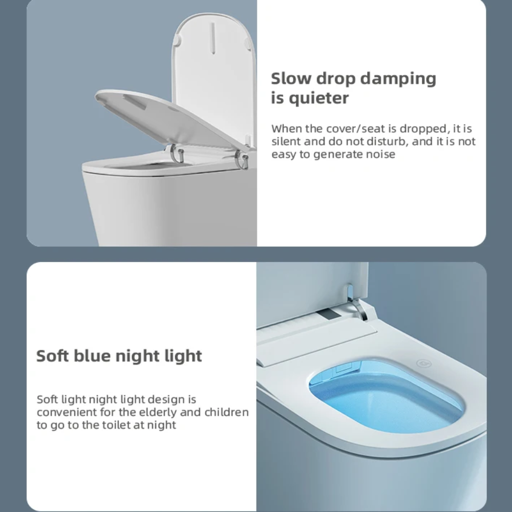 VIDEC TD-69E Electronic Bidet Smart Toilet, Auto Open/Close Lid & Seat with Radar and Foot Sensor, Auto Flushing, Unlimited & Filtered Warm Water, 6 Modes Spa Wash, Warm Air Dryer, Deodorizer, Heated Seat, Night Light/LED, Remote Control