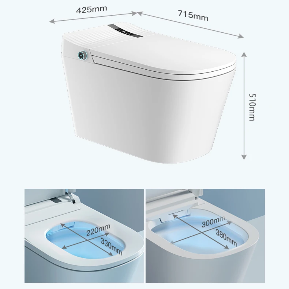 VIDEC TD-93E Electronic Bidet Smart Toilet, Auto Open/Close Lid & Seat with Radar and Foot Sensor, Auto Flushing, Unlimited & Filtered Warm Water, 6 Modes Spa Wash, Warm Air Dryer, Deodorizer, Heated Seat, Night Light/LED, AI/Remote Control.