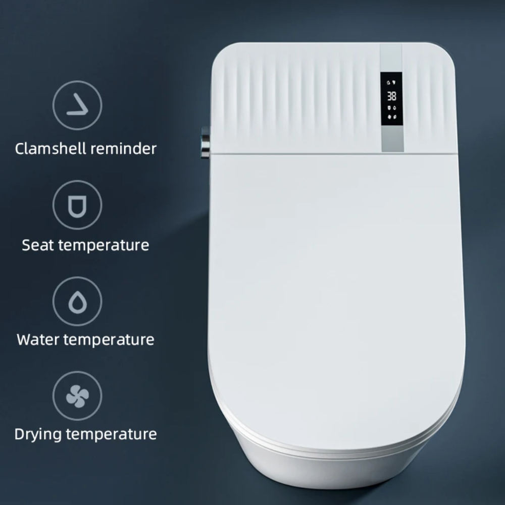 VIDEC TD-93E Electronic Bidet Smart Toilet, Auto Open/Close Lid & Seat with Radar and Foot Sensor, Auto Flushing, Unlimited & Filtered Warm Water, 6 Modes Spa Wash, Warm Air Dryer, Deodorizer, Heated Seat, Night Light/LED, AI/Remote Control.