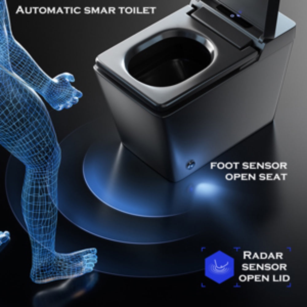 VIDEC TD-96E Electronic Bidet Smart Toilet, Auto Open/Close Lid & Seat with Radar and Foot Sensor, Auto Flushing, Unlimited & Filtered Warm Water, 6 Modes Spa Wash, Warm Air Dryer, Deodorizer, Heated Seat, Night Light/LED, Remote Control.