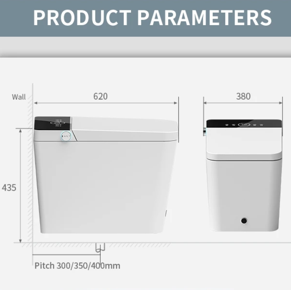 VIDEC TD-98E Electronic Bidet Smart Toilet, Auto Open/Close Lid & Seat with Radar and Foot Sensor, Auto Flushing, Unlimited & Filtered Warm Water, 6 Modes Spa Wash, Warm Air Dryer, Deodorizer, Heated Seat, Night Light/LED, Remote Control.