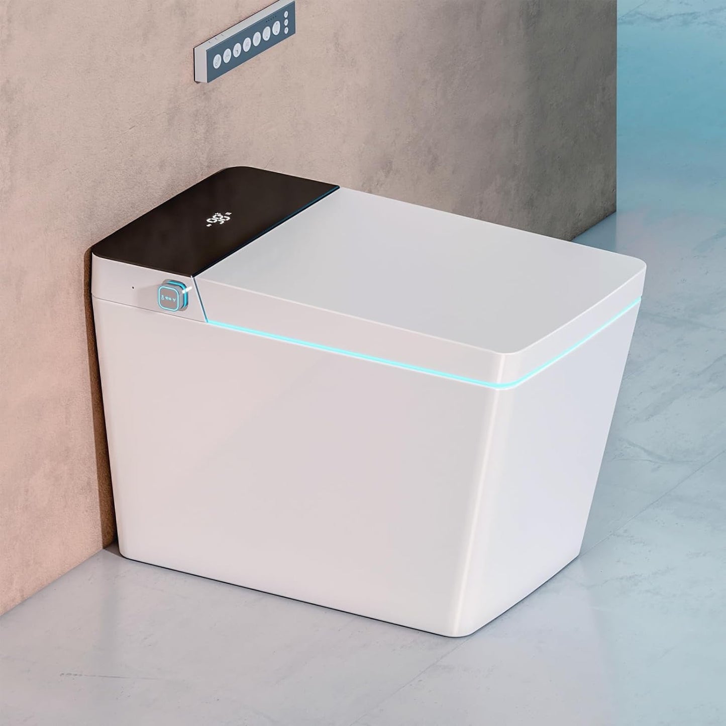 VIDEC TD-98E Electronic Bidet Smart Toilet, Auto Open/Close Lid & Seat with Radar and Foot Sensor, Auto Flushing, Unlimited & Filtered Warm Water, 6 Modes Spa Wash, Warm Air Dryer, Deodorizer, Heated Seat, Night Light/LED, Remote Control.